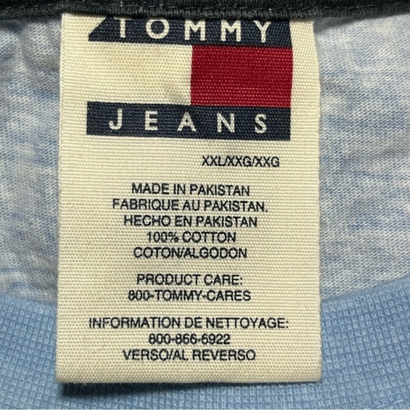 Vintage Tommy Hilfiger Jeans T Shirt Mens XXL Blue Short Sleeve Crew Neck Y2K - Picture 4 of 9